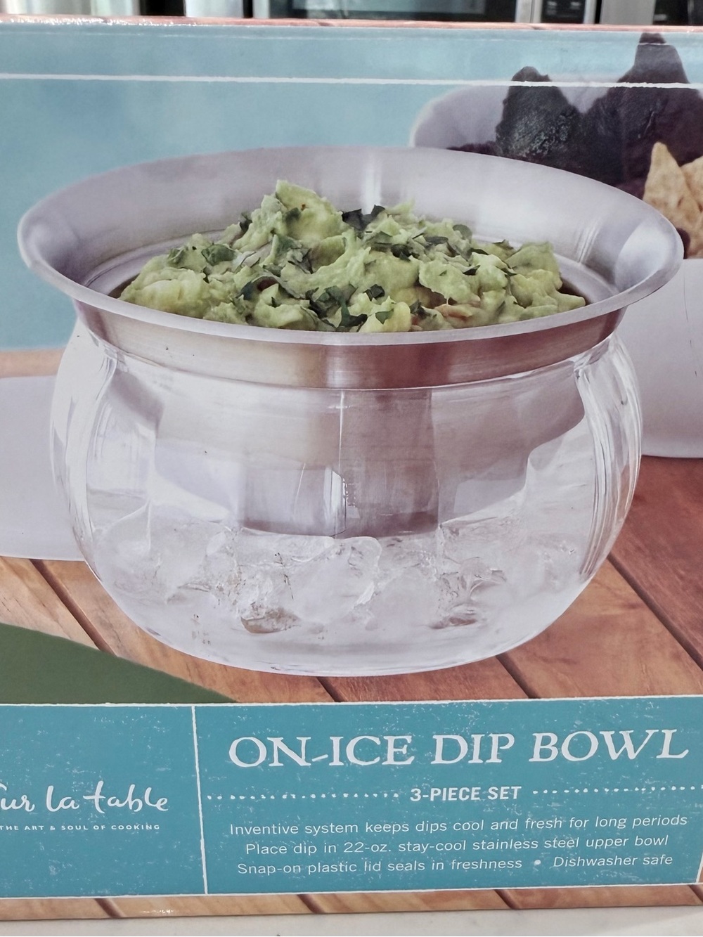 Sur La Table Stainless Steel and Clear Glass On-Ice Dip Bowl